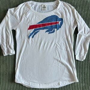 Victoria's Secret White Long Sleeve Tee with Blue and Red Graphic